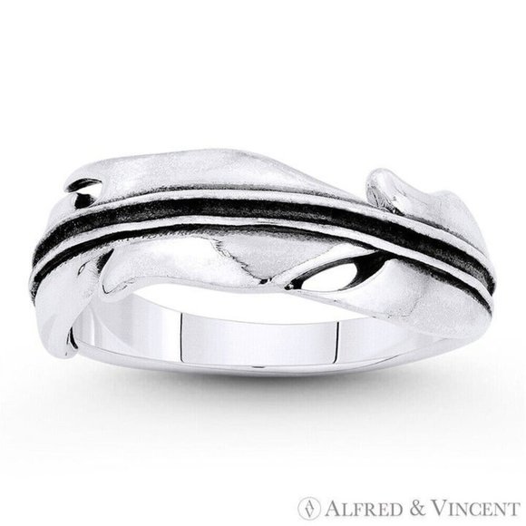Angel's / Eagle's Feather Charm Stackable Ring in .925 Sterling Silver - Size 5 - Picture 1 of 1